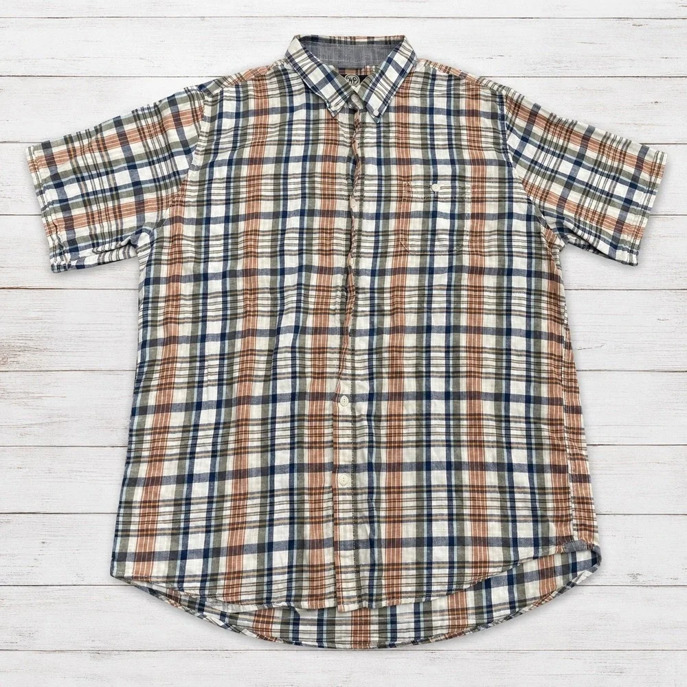 Weatherproof Shirt Short Sleeve Plaid Button Down Casual Cotton Multicolor XXL
